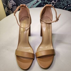 ⭐️Dream Pairs Tan Open Toe Chunky Heels Sz 9 Ankle Strap Versatile 4” Heel